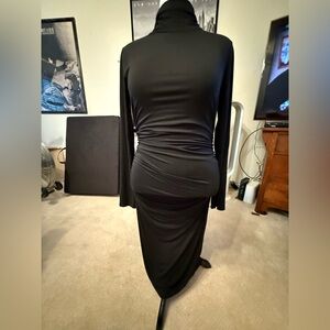 NWT WHBM Black dress with ruching